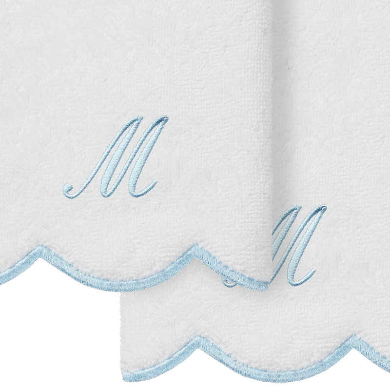  Ensemble de serviettes 100% coton turque ADORNIA, M, Blanc / Bleu, Ensemble de 2 serviettes à doigts