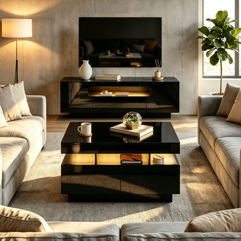 2 - Piece Living Room Table Set, Black