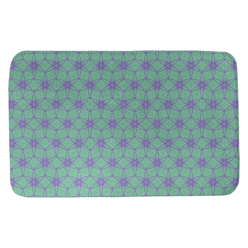 Tapis de bain cercles ornés Mcguigan, l 21 po x L 34 po, Vert / Mauve