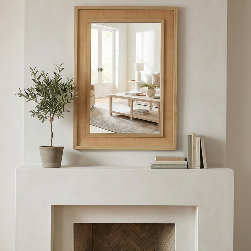 Miroir décoratif rectangulaire, 30" x 20", Natural Wood