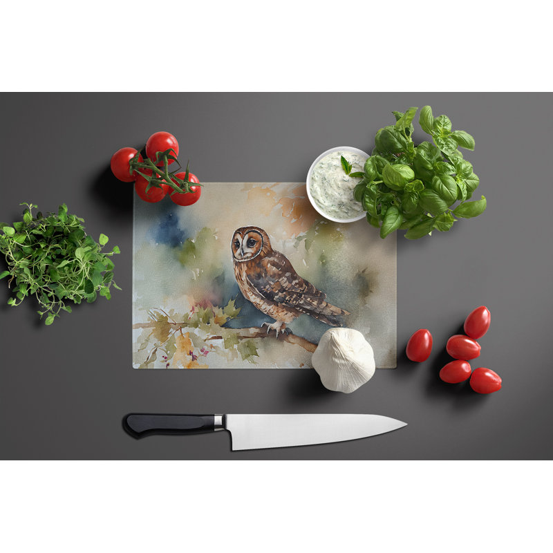 Tawny Owl Glass Cutting Board