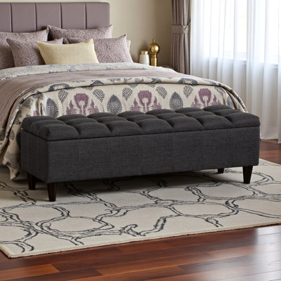 Banc de rangement avec repose-pieds et tissu capitonné Seline, H 14,79 po x l 47,85 po x P 15,28 po Seline