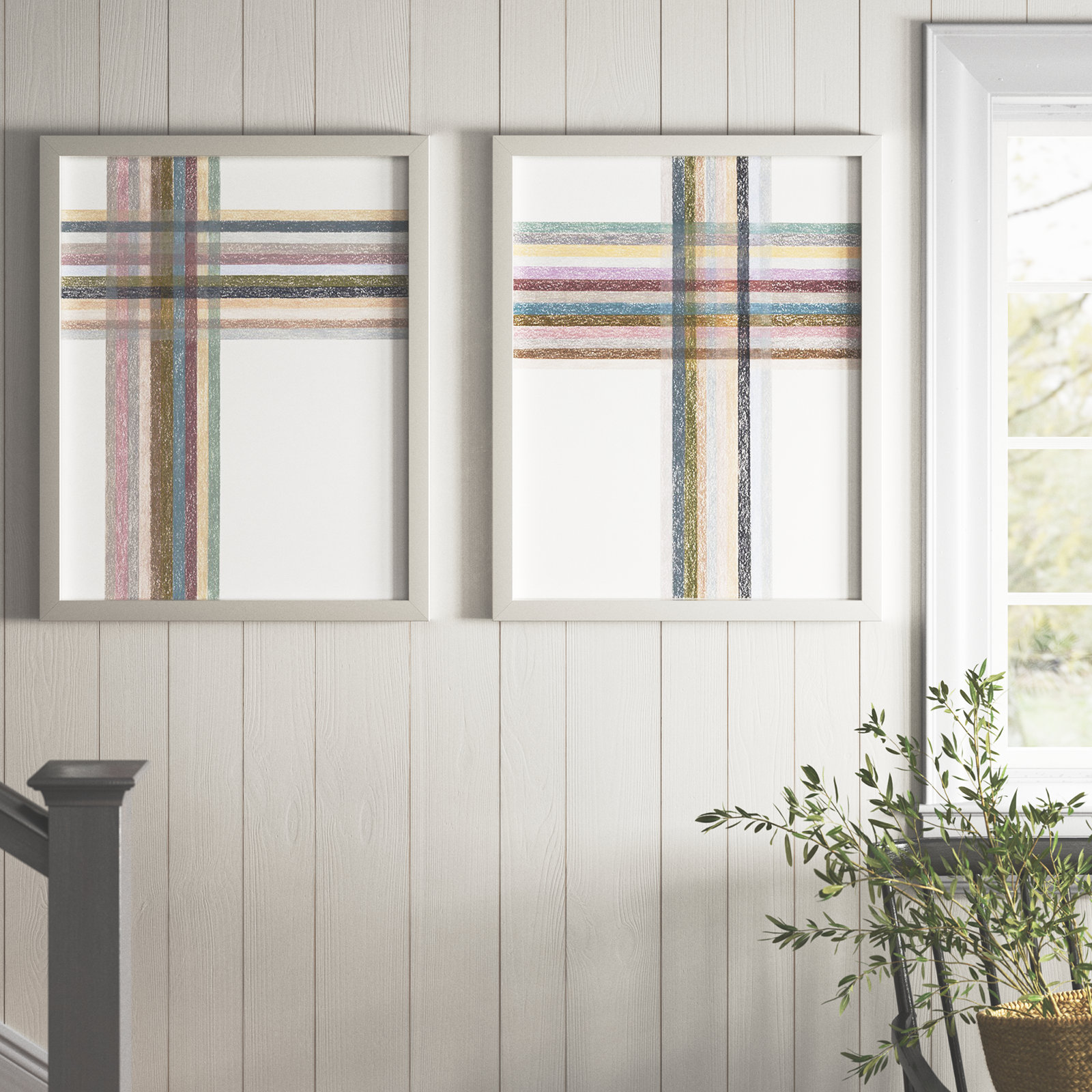 Intersections: Vertical by Beth James, White Framed, 24" W x 30" H