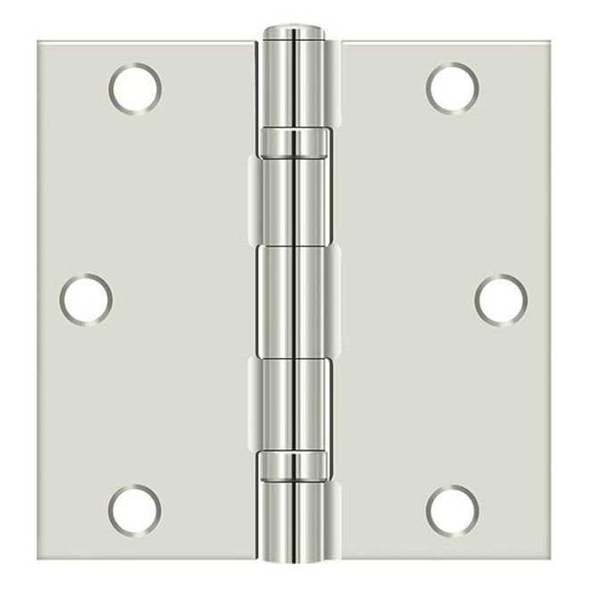 Charnière carrée à roulement à billes en nickel poli Deltana S35BBU14-R 3-1 / 2 "x 3-1 / 2", Nickel poli
