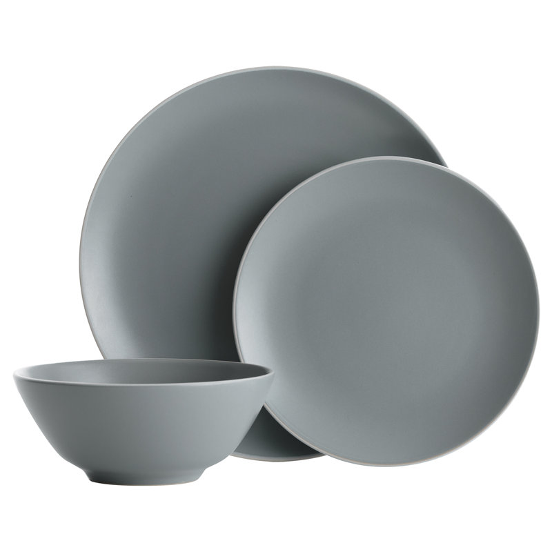 Mason Cash Classic Collection 12 Piece Dinnerware Set, Service for 4, Grey