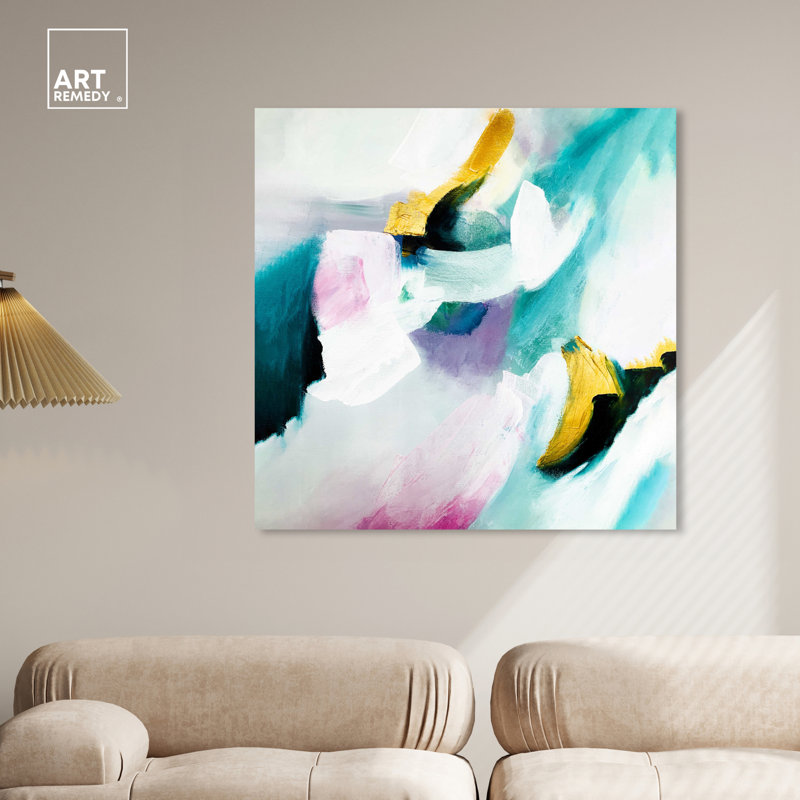 Large Blue and Gold Abstract Canvas Wall Art