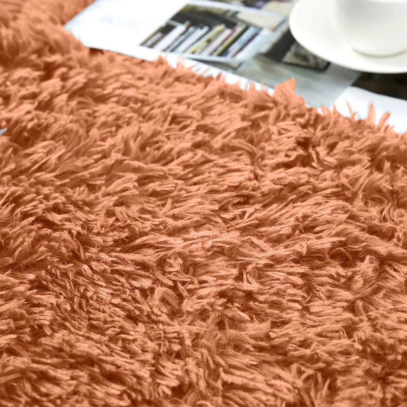 Soft Fluffy Living Room Large Area Rug, Rust, Rectangle 160 x 230 cm