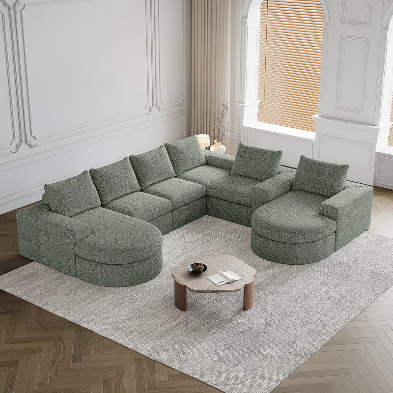 Canapé modulaire Chenille Cloud, Chenille verte