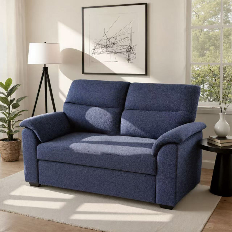 2 Seater Fabric Sofa Bed, Blue