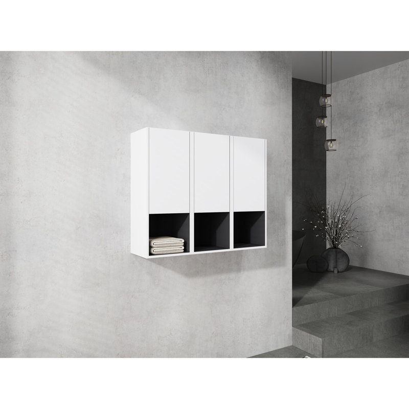 Armoire latérale de salle de bain à fixation flottante avec 3 portes à fermeture douce