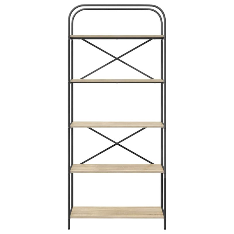Bookshelf Engineered wood Modern Freestanding Bookshelves Organizer, (5 Shelves) 183cm. H x 80cm. W x 30cm. D, Sonoma Oak