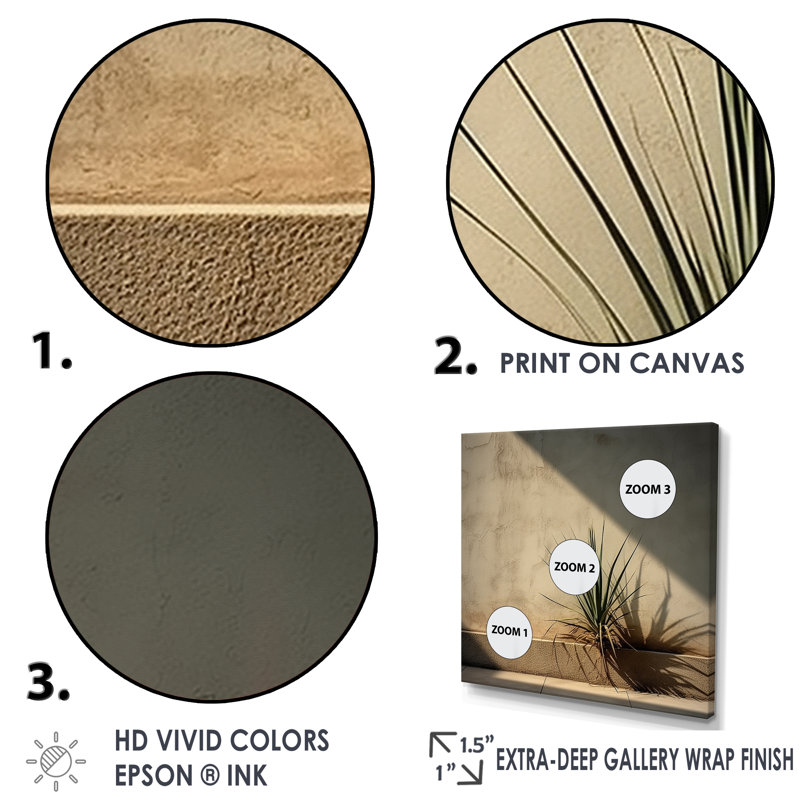 Plantes de minimalisme sur toile, H 24 po x l 24 po x P 1 po, Toile tendue