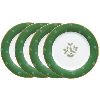 Noritake Holly and Berry Gold Accent Plates, 9"