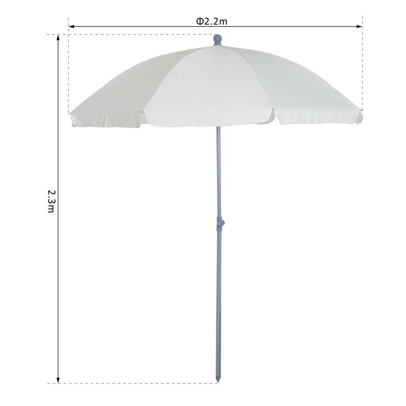 Isabel 202cm Tilt Beach Parasol, Cream White
