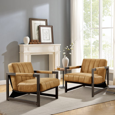 Pascual 26.75'' W Top-Grain Genuine Leather Accent Lounge Chair