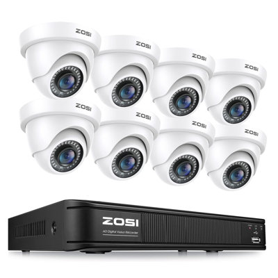 8Pcs Wired 1080P Dome Outdoor Security Camera System with 8CH 5MP Lite DVR, Motion Detection, Remote View
