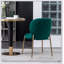 Chaise de salle à manger contemporaine en tissu d'ameublement en velours vert, avec un confort luxueux et un design élégant pour les maisons modernes-1905904128