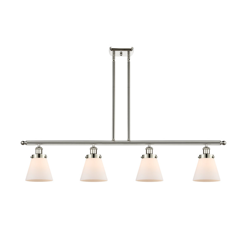 Wilmoth 4 - Light Kitchen Island Pendant, Matte White, LED, Polished Nickel