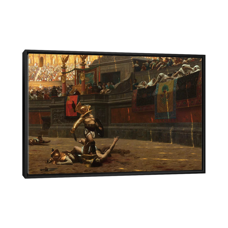 « pollice verso », reproduction d’impression sur toile, H 18 po x l 26 po x P 1,5 po, Toile avec cadre noir, Pas de tapis