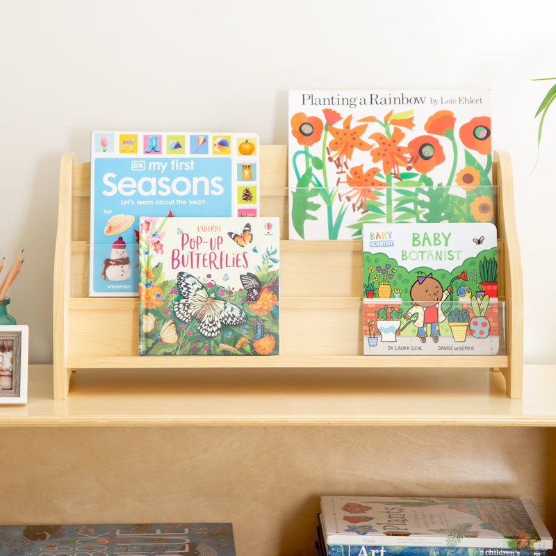 Natural Maple Tabletop Book Display with Acrylic Dividers