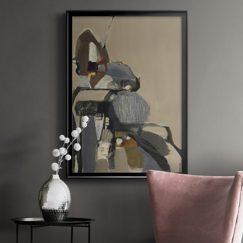 Glissement de terrain encadré sur papier, H 24,5 po x l 18,5 po x P 1,25 po, Noir