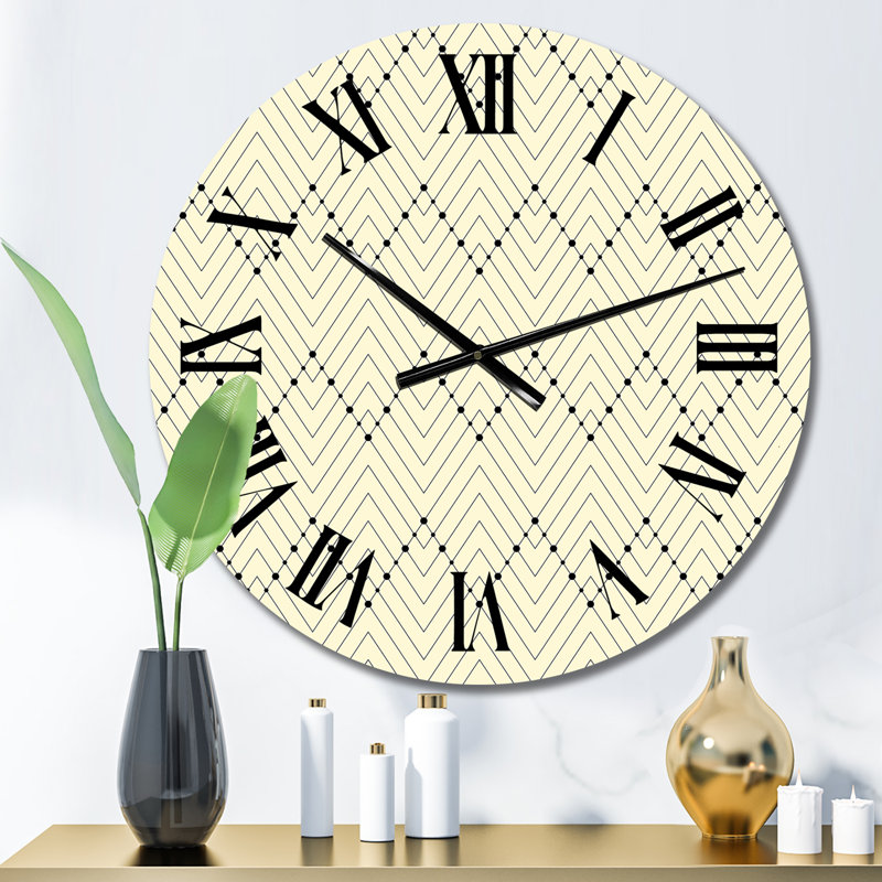 Beige Triangluar Rhythm - Patterned Wall Clock, Small