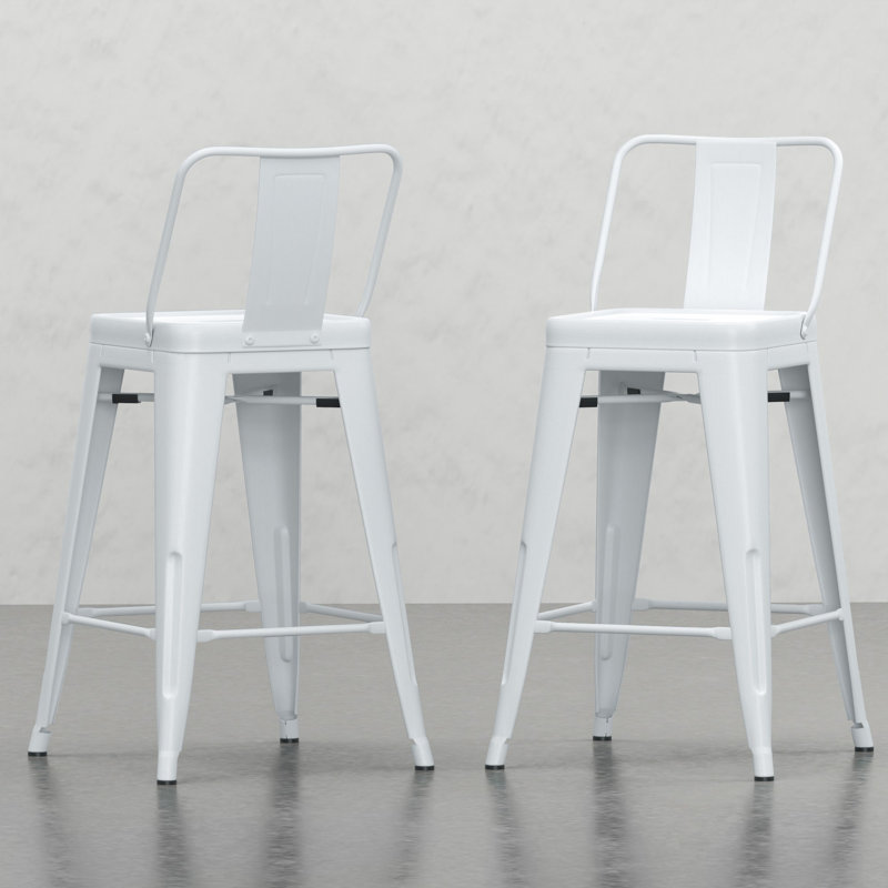 Tabouret à hauteur de comptoir moderne et minimaliste, Blanc, 2