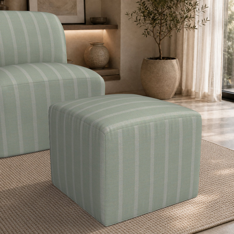 Repose-pieds extérieur Praia Sunbrella®, H 18 po x l 22 po x P 22 po, Détendez-vous avec Sunbrella® rayé par la pluie