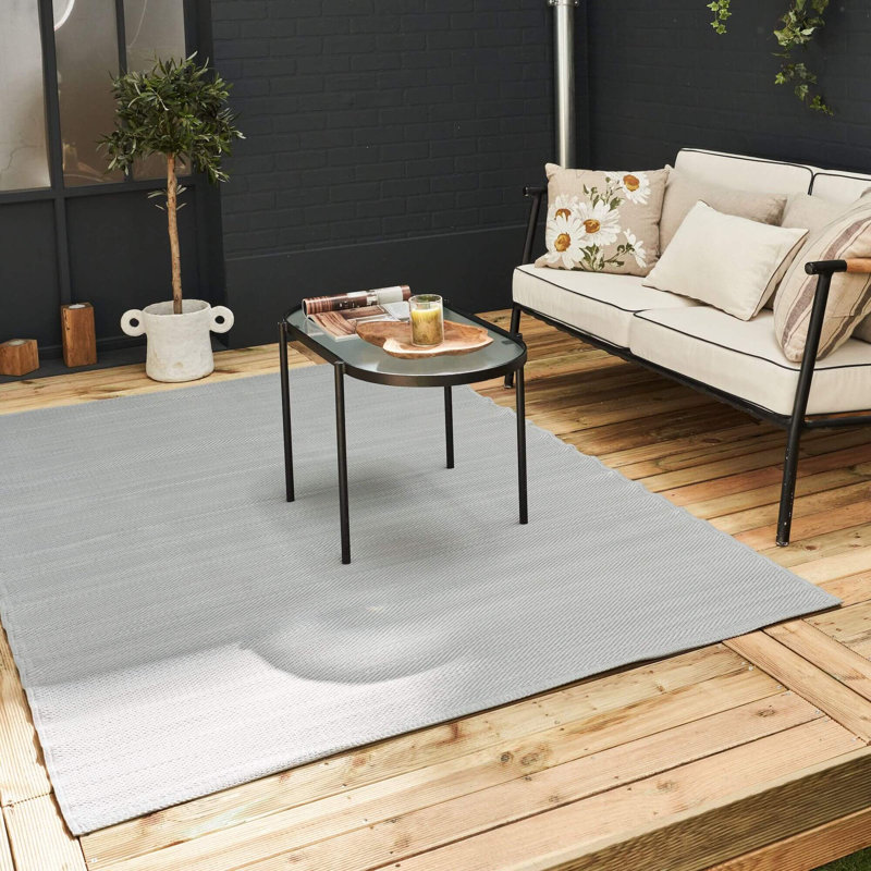 Urban Collection Outdoor Rug Plain Design in Grey, Rectangle 90 x 150cm