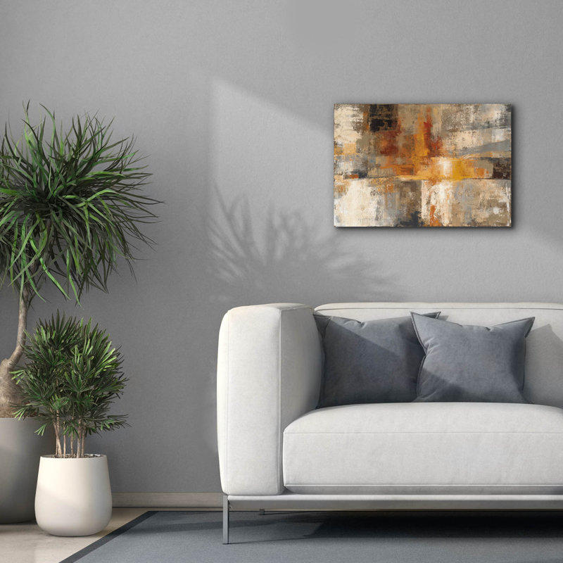 «Silver And Amber C» par Silvia Vassileva, art mural sur toile, H 18 po x l 26 po