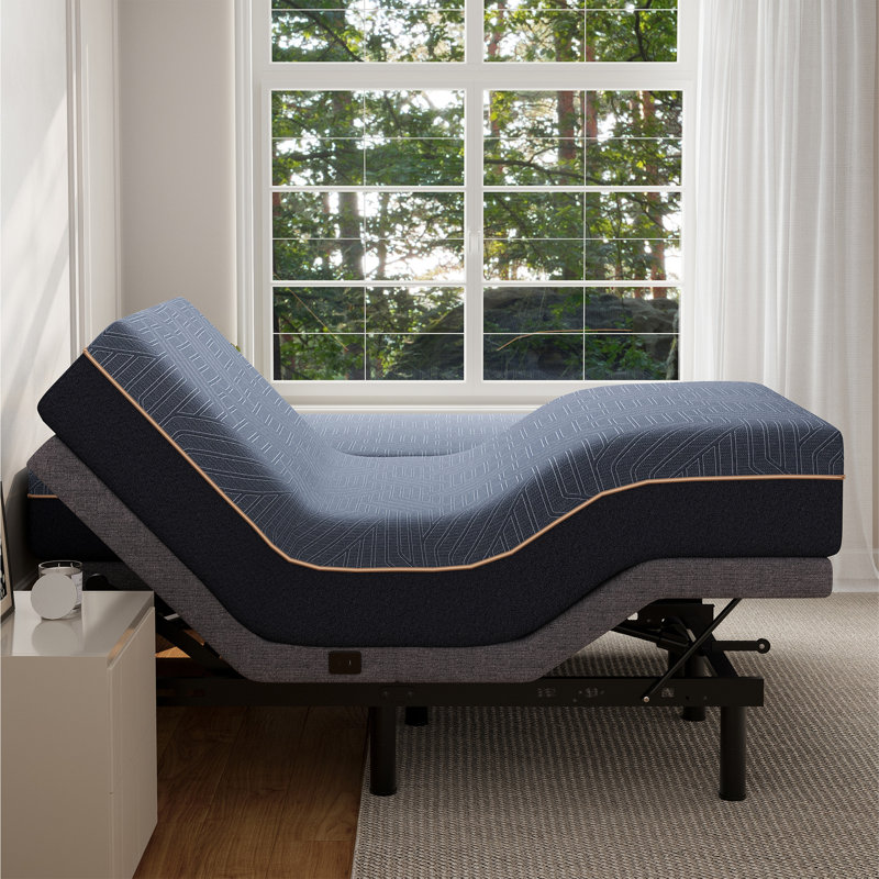 Lit massant zéro gravité réglable avec matelas en mousse à mémoire de forme infusé de gel de cuivre de 30 cm, ports USB et télécommande sans fil