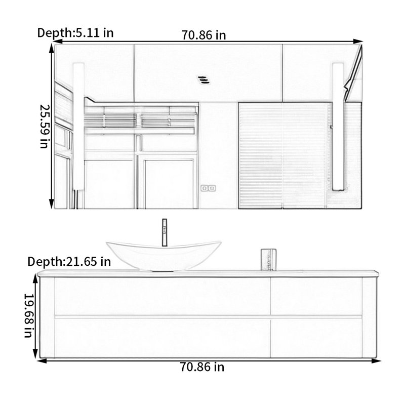 Simple modern rock plate bathroom cabinet