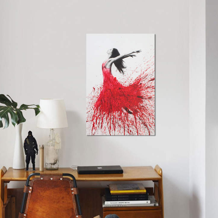 « rose danse », impression sur toile, H 12 po x l 8 po x P 0,75 po, Toile tendue, Pas de tapis