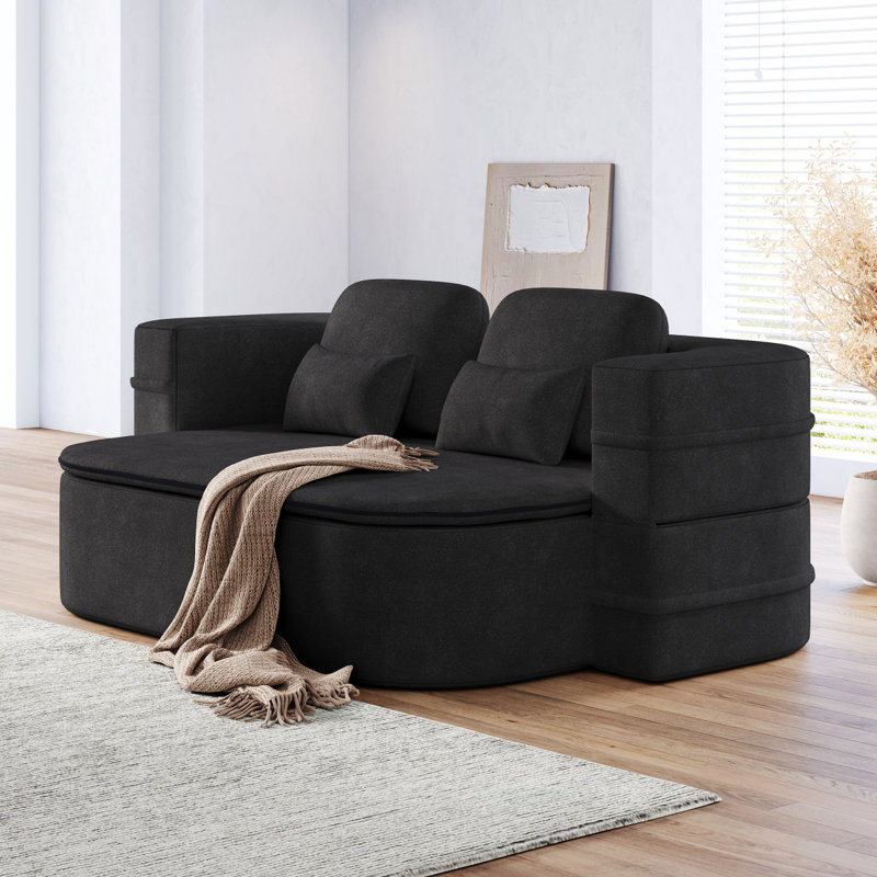 Boneless Convertible Sleeper Sofa Bed with Blanket, Instant Setup Floor Lounge for Bedroom,Studio & Living Room