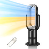Oscillating Bladeless Tower Fan and Heater Combo Remote Control 10 Speeds 9H Timer Adjustable Tilt