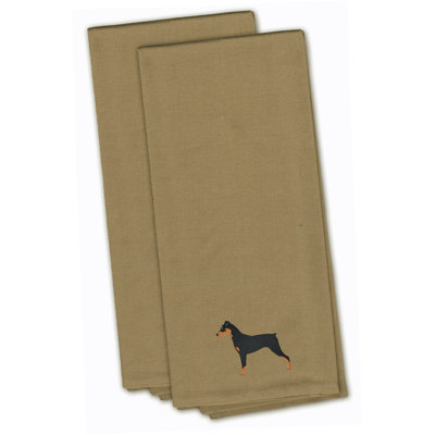 Serviette de cuisine à broderies allemandes pinscher