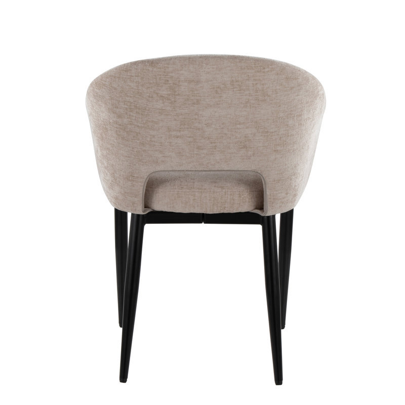 Chaise en métal noir et tissu brun clair, Marron clair