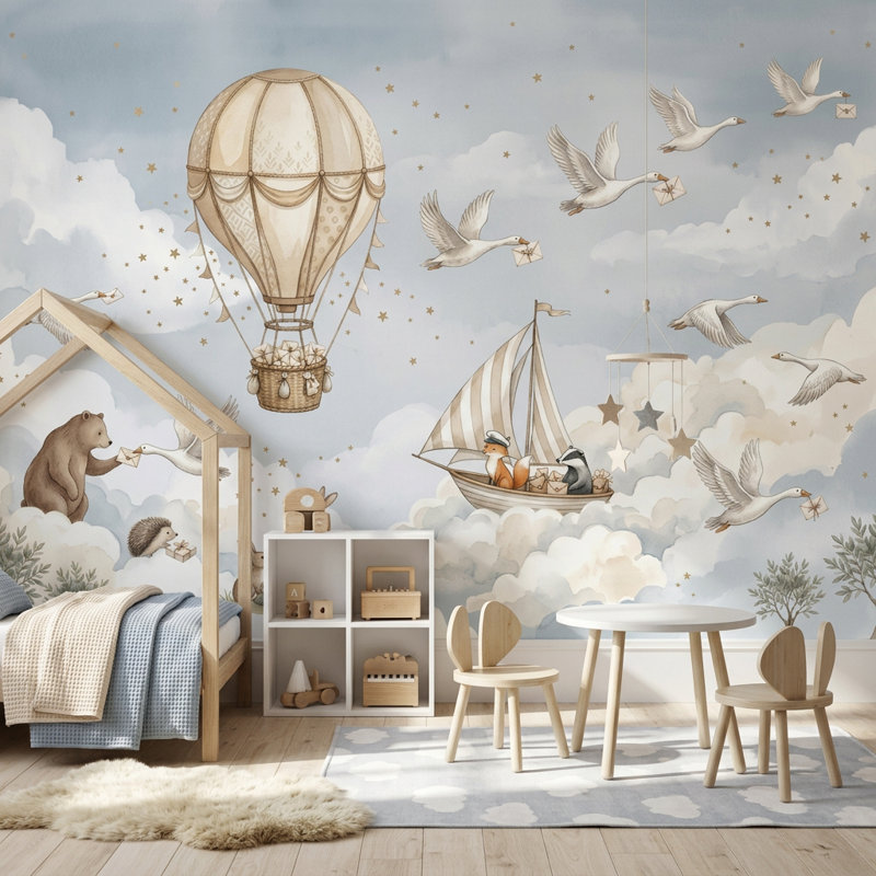 Murale de papier peint montgolfière, Texturé non collé, 160 po x 108 po