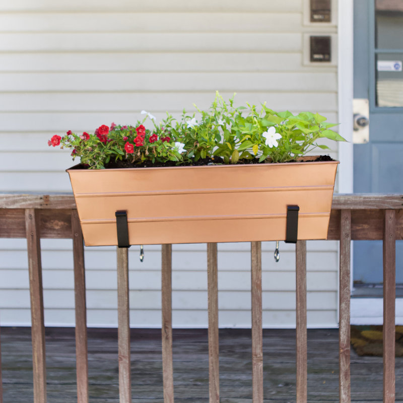 24" Copper Plated Flower Box with Clamp Brackets