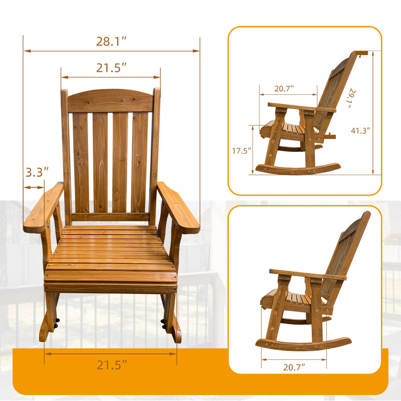 Chaise berçante d'extérieur en bois massif Ruvimbo, Brun