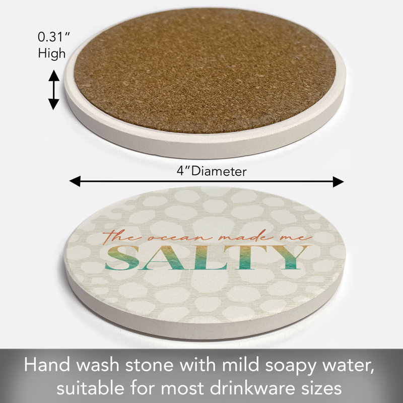 Salty Single Round Absorbent Stone Coaster