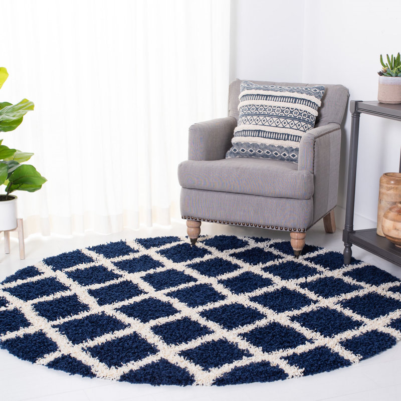 Albertha Sgd-Dallas Shag Performance Geometric Rug, Round 6'