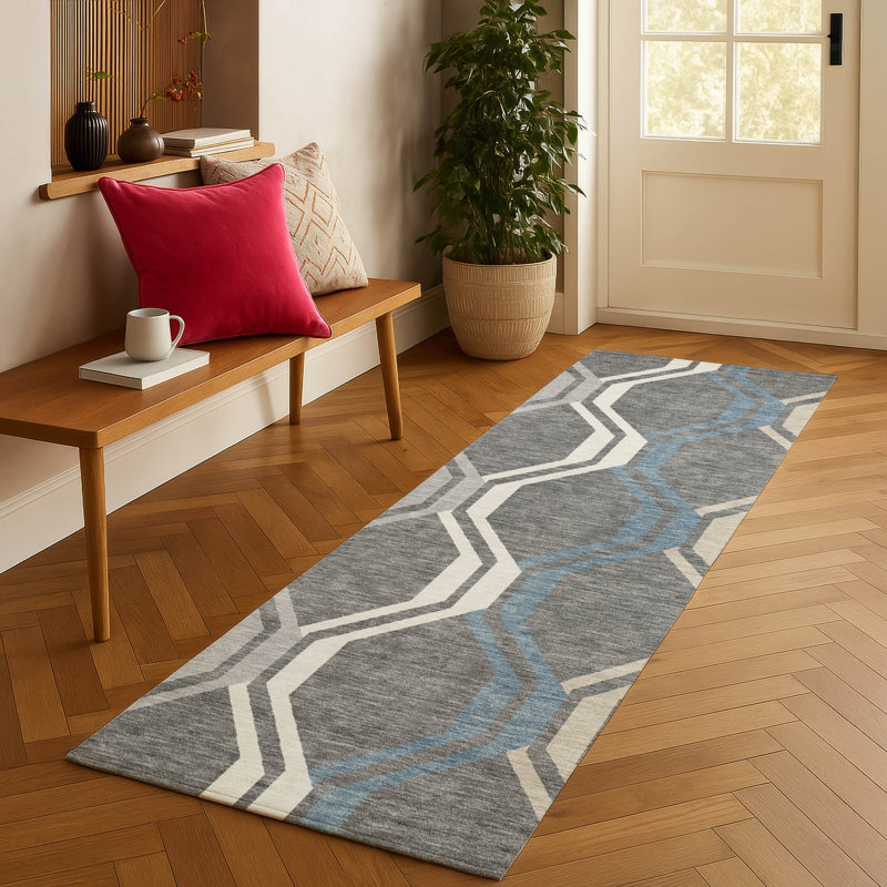 Machine Washable Indoor/Outdoor Hashlamoun ACN2326 Mid-Century Modern Rug, Runner 2'3" x 7'6"