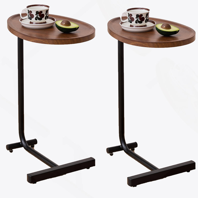 2 pièces, table d'appoint en forme de C brun, petit canapé pour petits espaces, salon, chambre à coucher, 2
