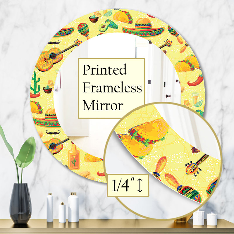 Motif de musique mexicaine - miroir bohémien et éclectique, H 31,5 po x l po