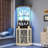 Sophisticated Corner Wine Bar Cabinet with LED Ambience and Versatile Storage