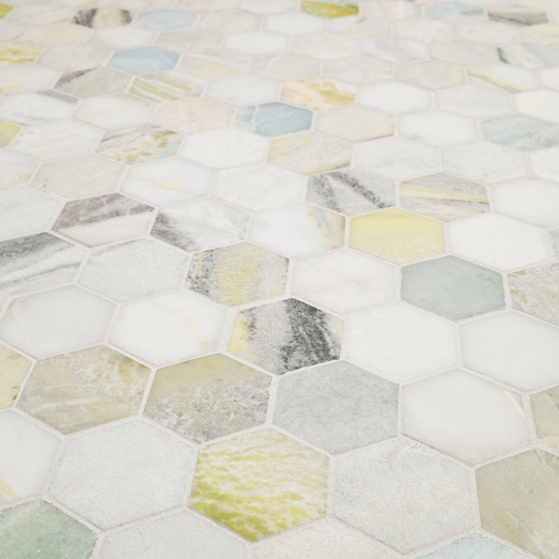 Skylore Hexagon 12 in. x 12 in. Polished Marble Mosaic Floor and Wall Tile