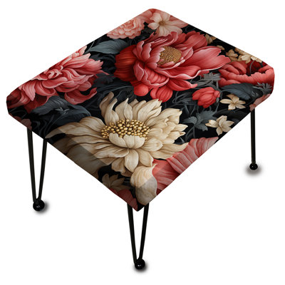Motif floral victorien rose et beige - Repose-pieds rectangulaire floral