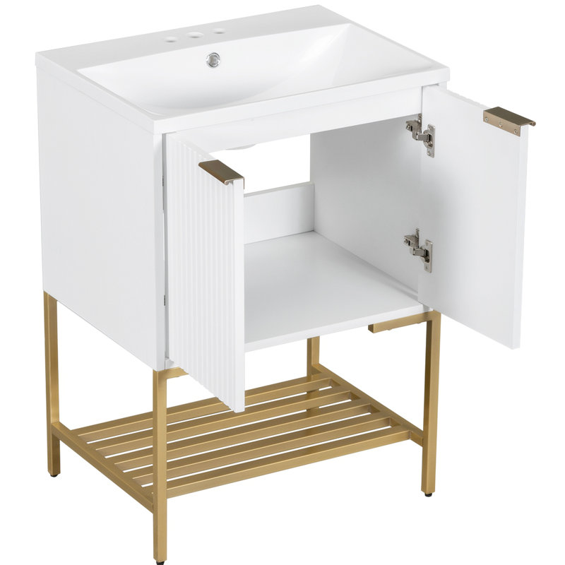 Meuble-lavabo blanc avec tablette Buldan