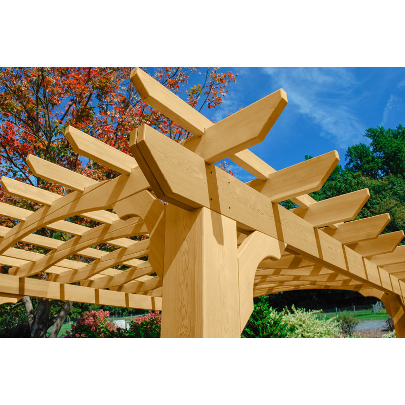 Cedar Wood Pergola with Canopy and Decorative Posts